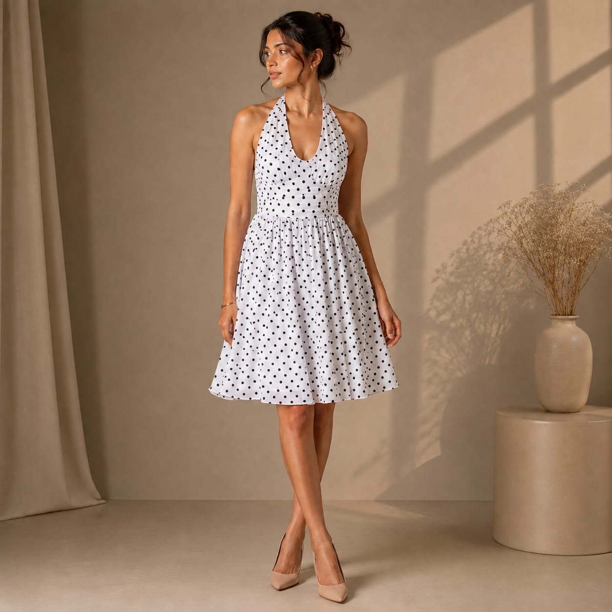 Polka Halter Mini Dress
