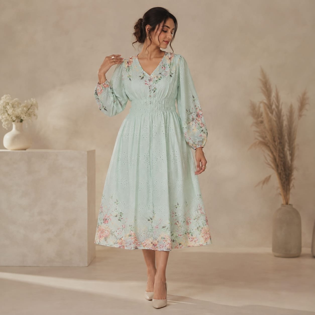 Flower V-Neck Maxi