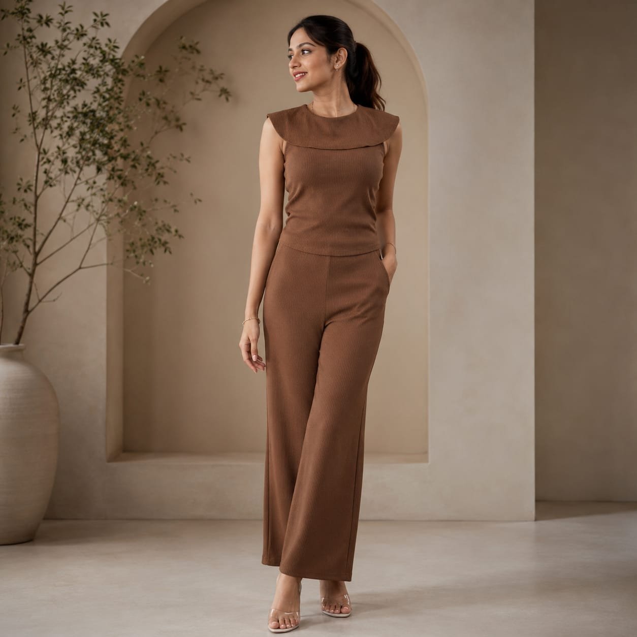 [S] Cocoa Cape Collar Co Ord