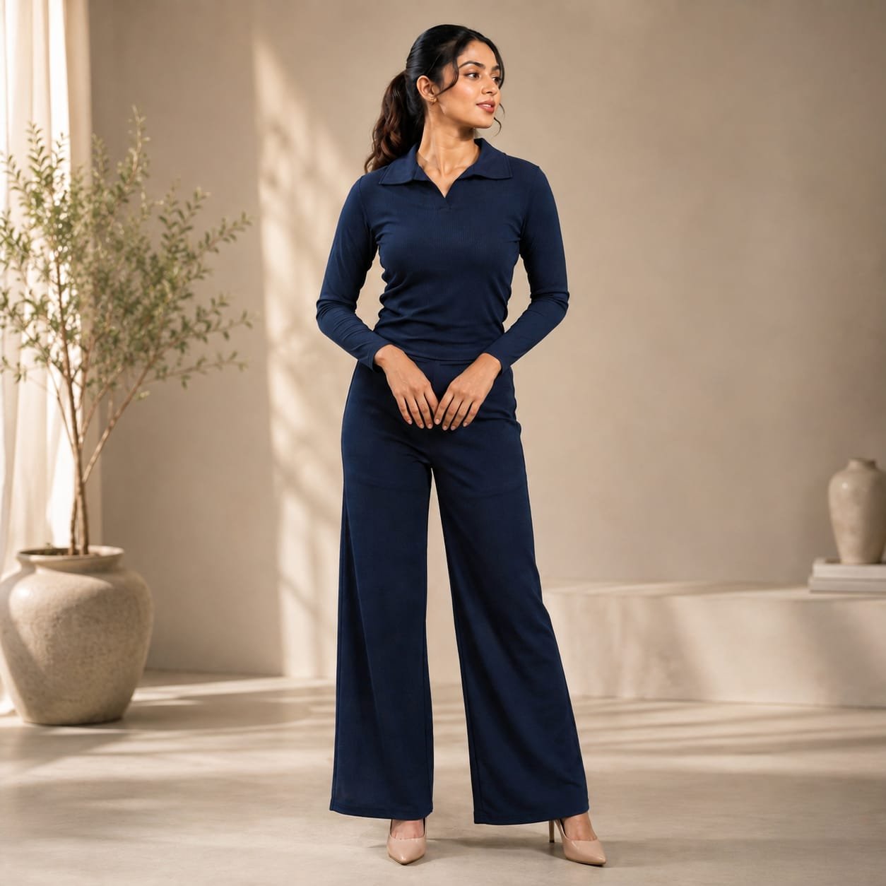 [S] Ribbed Wide Leg Co Ord