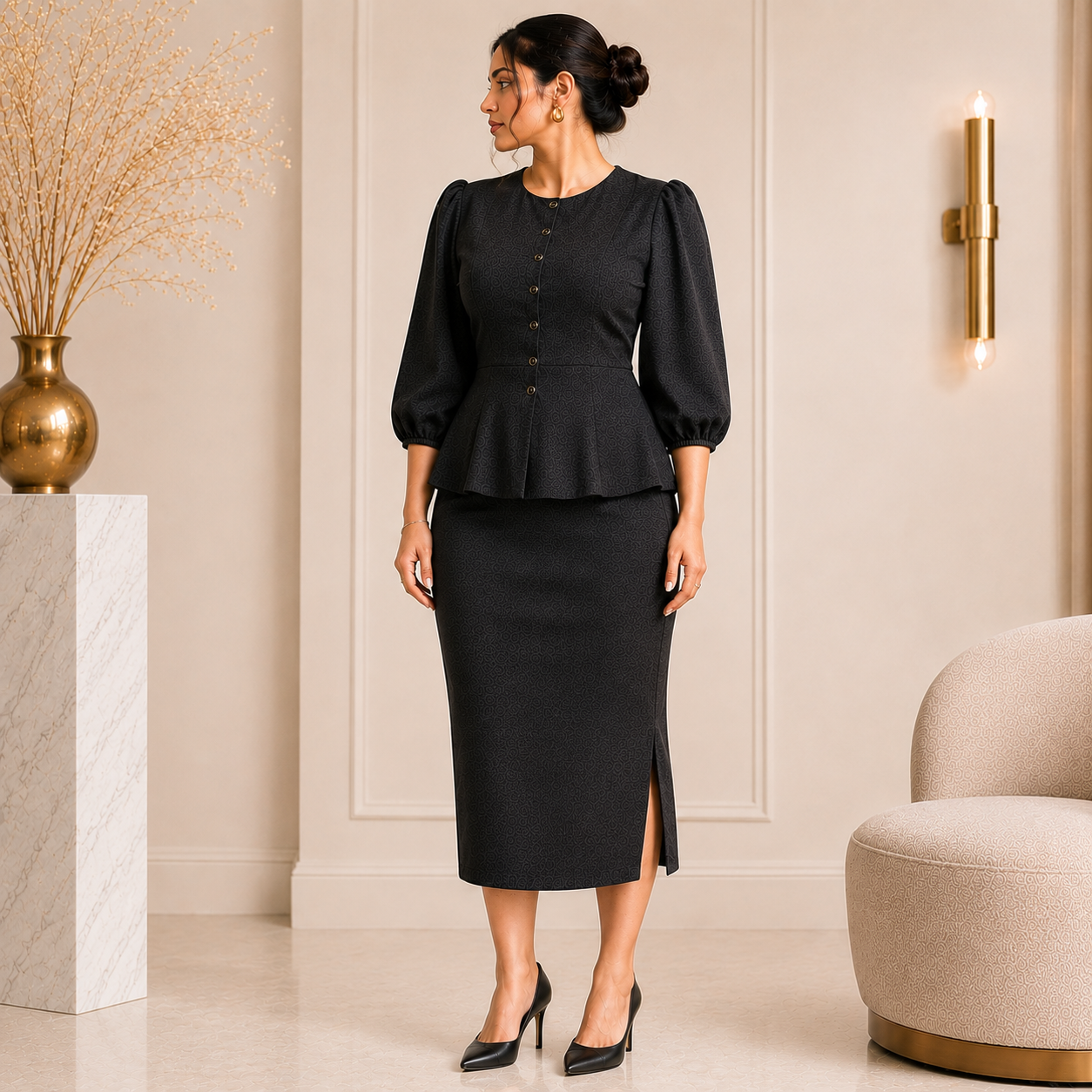[XL] Peplum Pencil Co Ord
