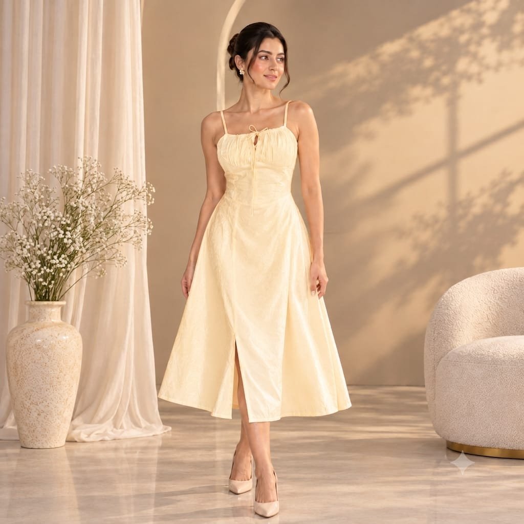 Corset Slit Midi Dress