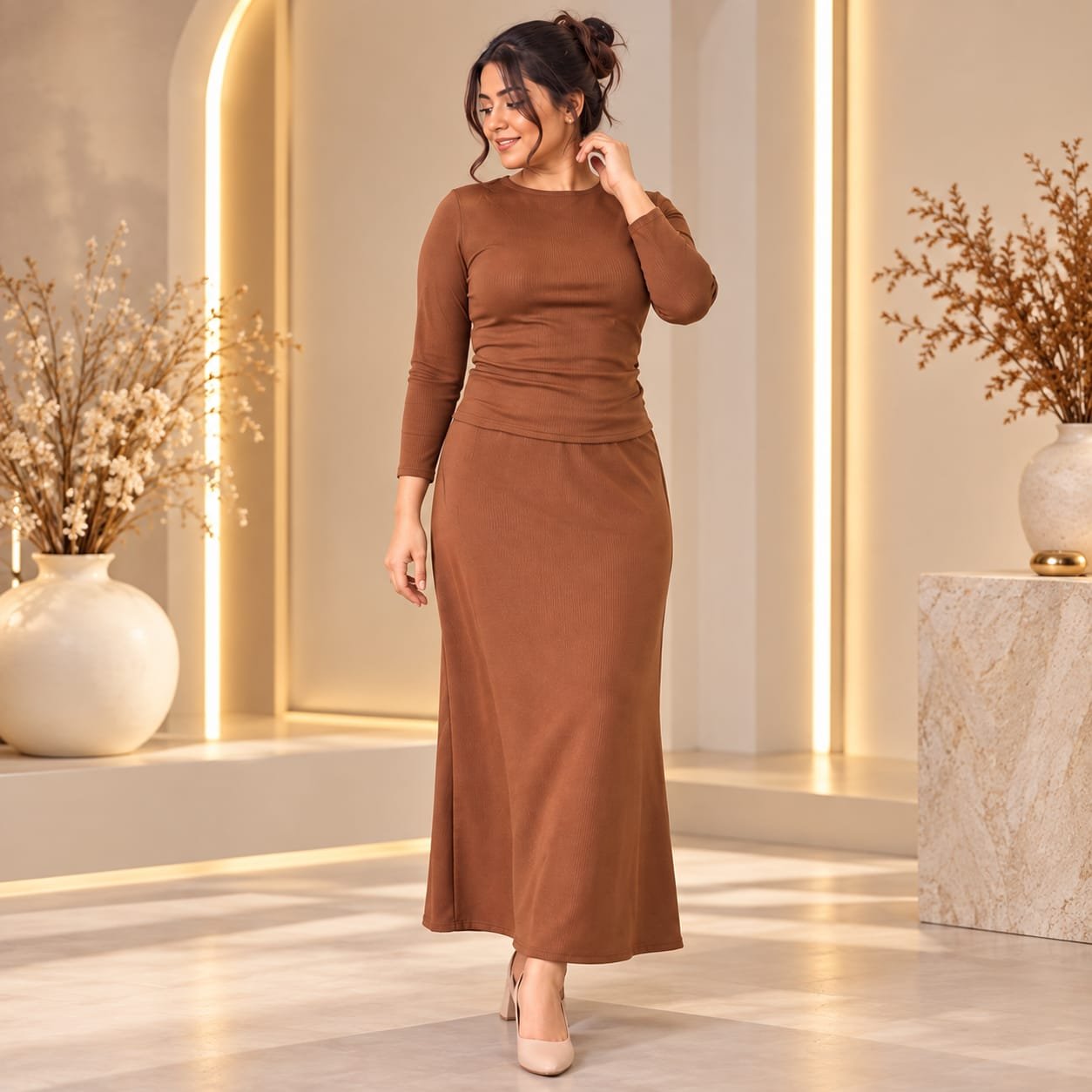 [XL] Ribbed Maxi Skirt Co Ord